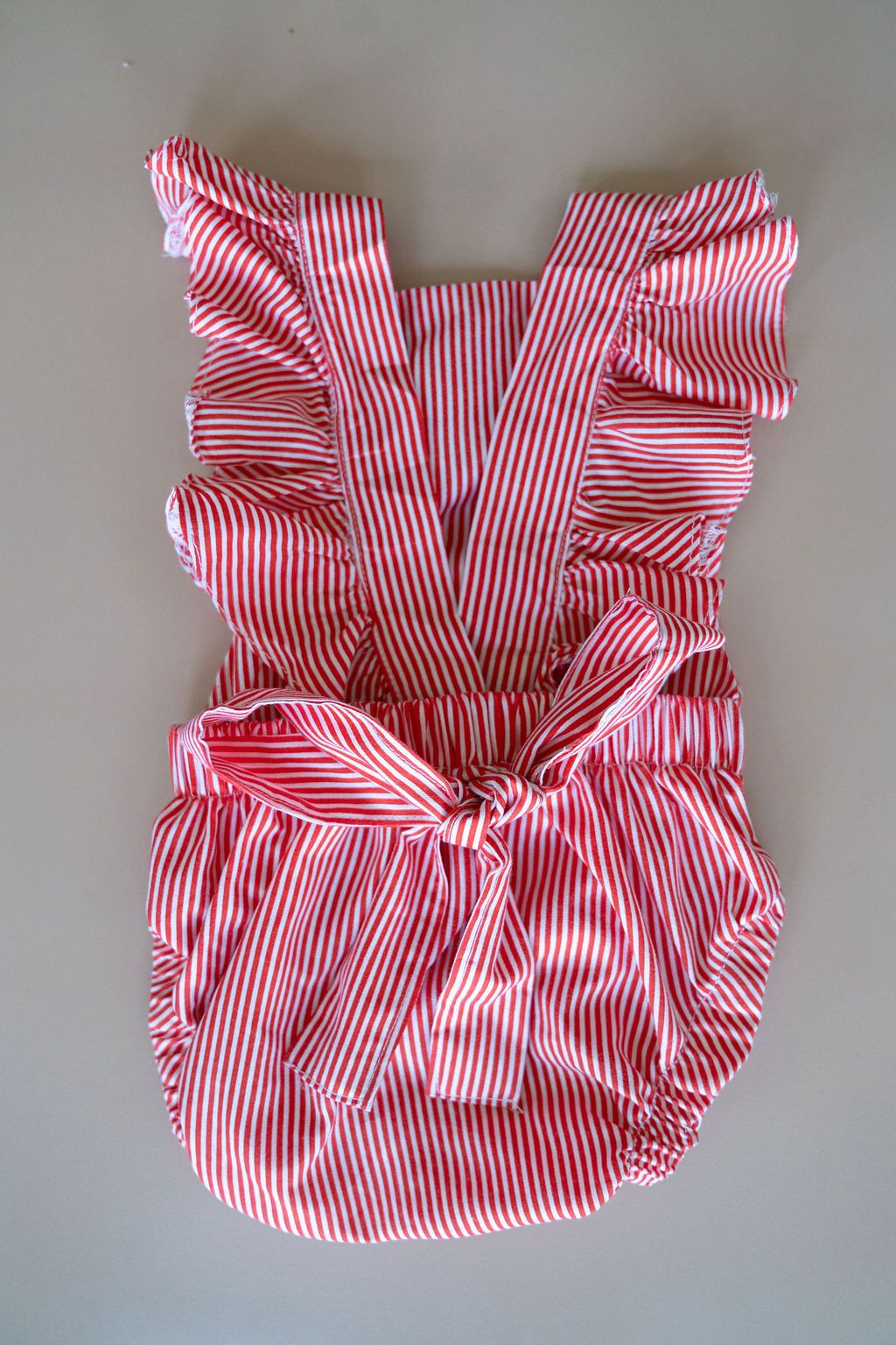 Sweetheart Stripe Ruffle Romper
