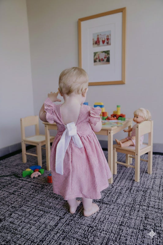 Sweetheart stripe dress with bow