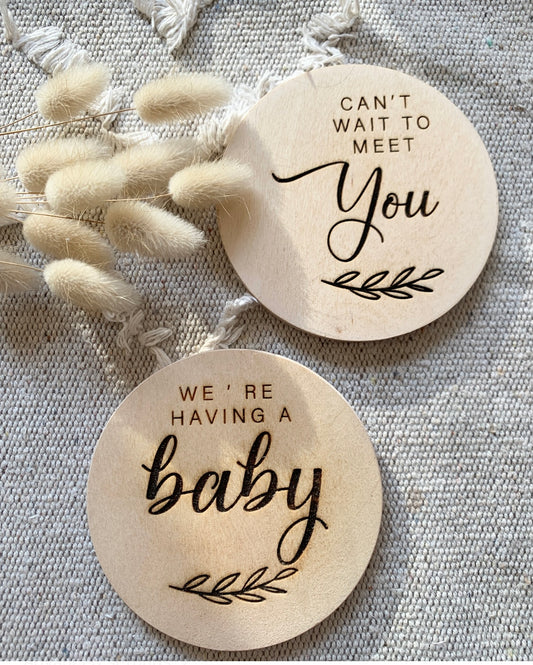 Pregnancy Announcement Wooden Disk