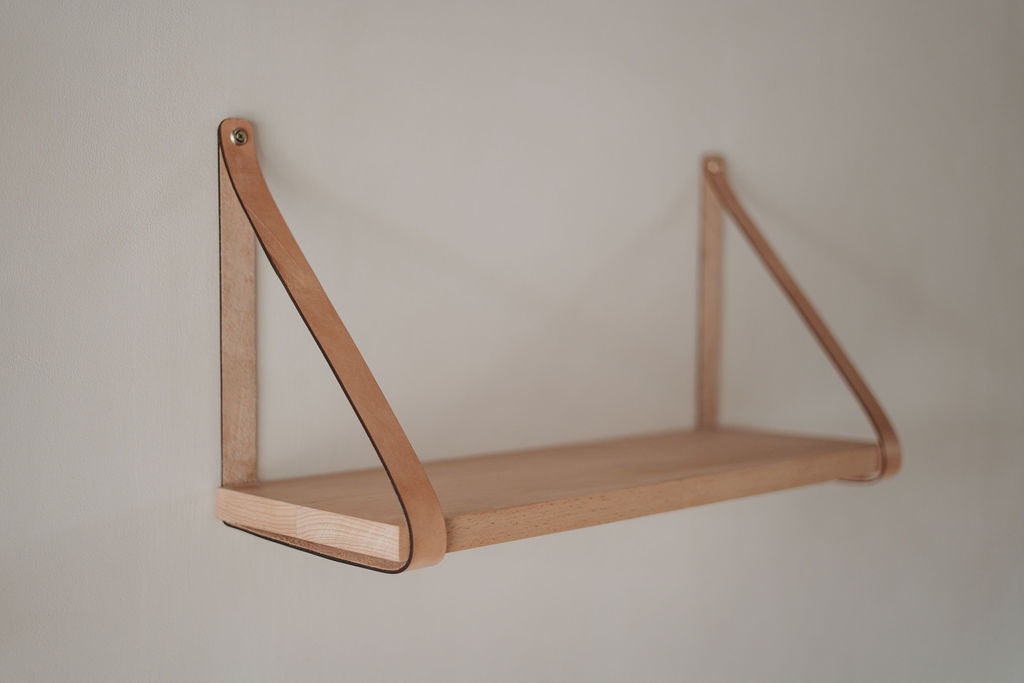 Leather Strap Shelf - Beech